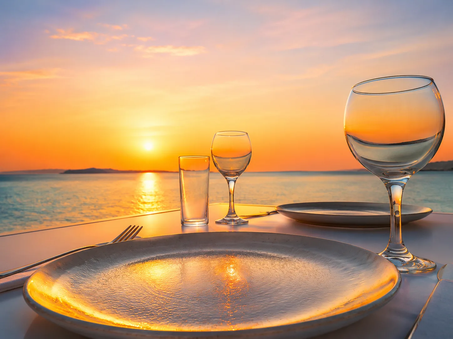 Muup Resort gün batımı yemek sunumu