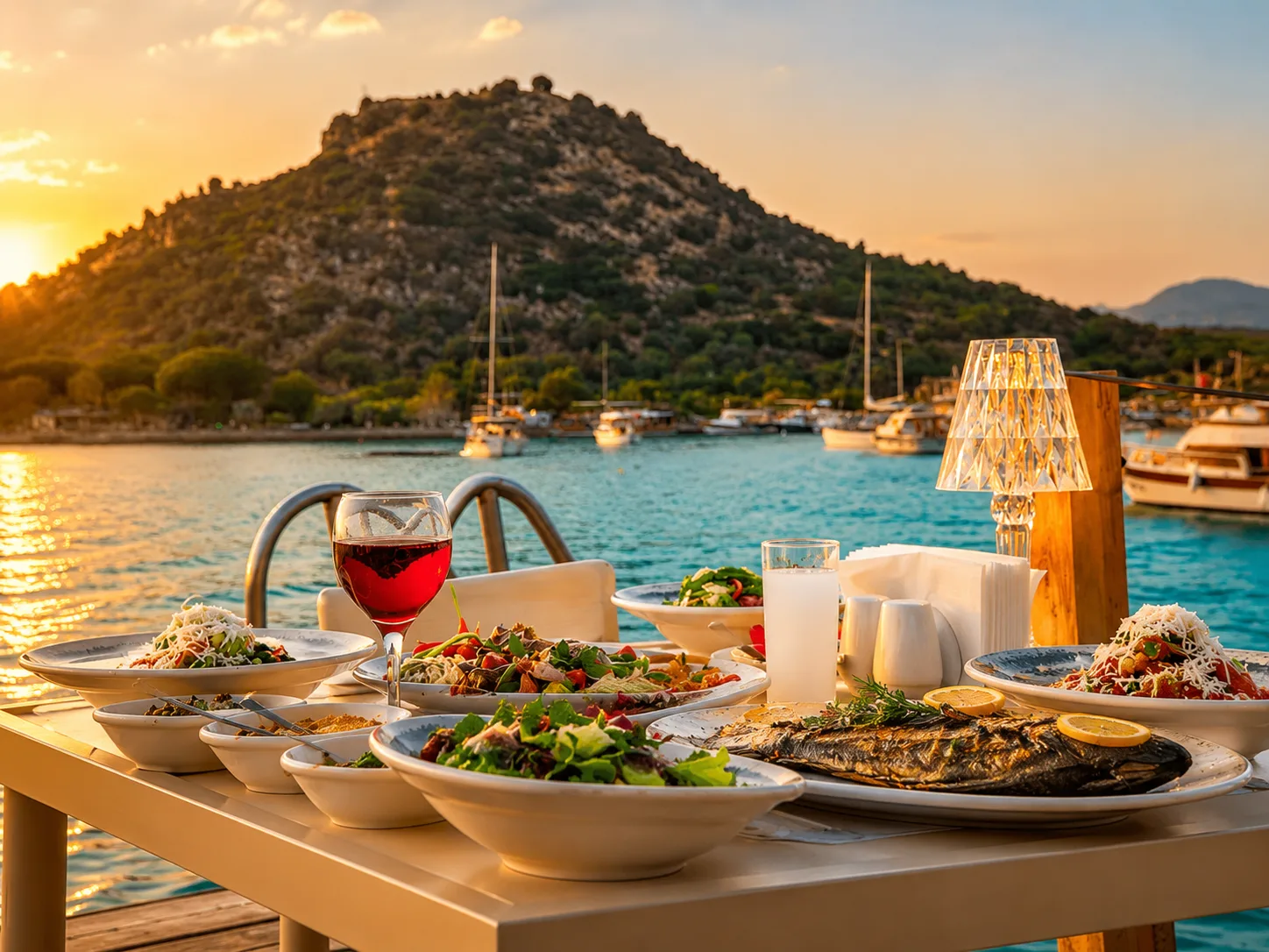 Muup Resort gün batımı deniz kenarı yemek